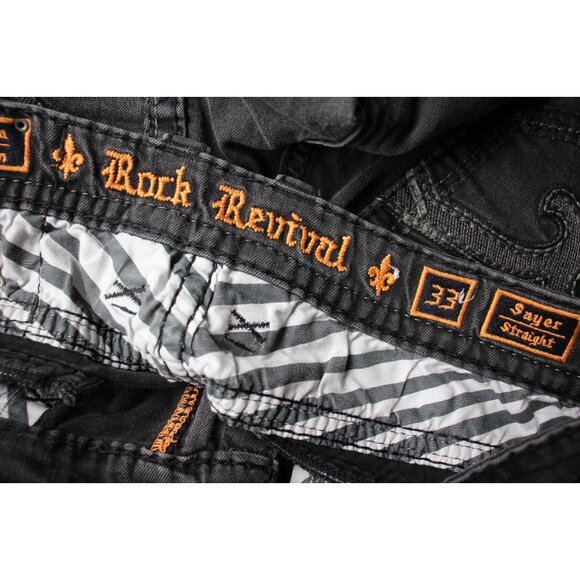 Rock Revival Mens 33 x 33 Sayer Straight Jeans N1386 - Picture 6 of 7